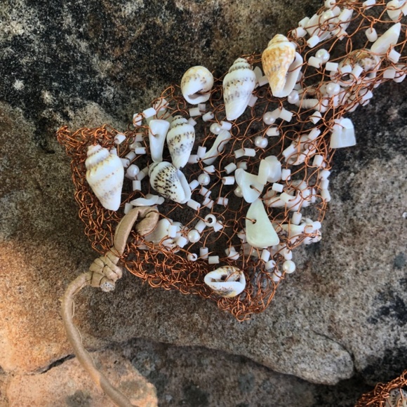 NWOT Copper Hand Woven Sea Shell Belt with Ties - Picture 8 of 16